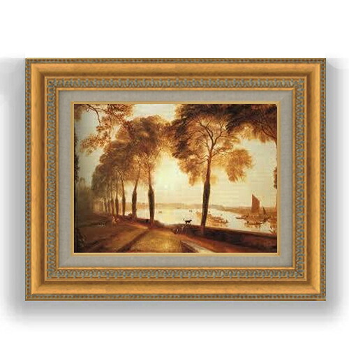 【油絵 直筆仕上げ】ターナー モートレイクテラス F4 【額入り】 絵画 販売 4号 油彩 風景画 485&times;395mm 複製画 送料無料 プレゼント ギフト 開店祝い 開業祝い 退職祝い 新築祝い リビング 玄関 モダン 壁掛け｜絵画販売アートレスト
