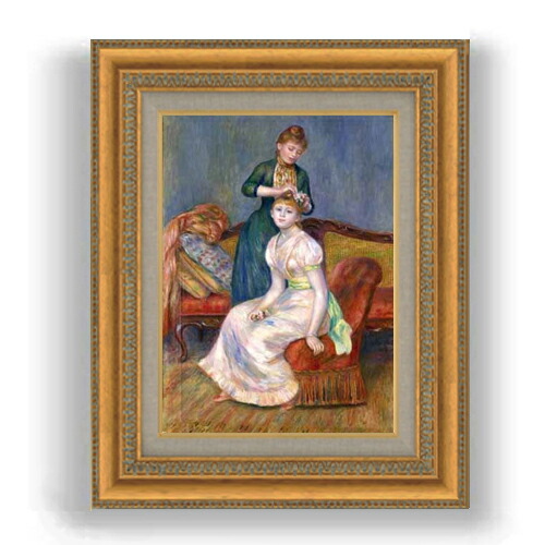 【油絵 直筆仕上げ】ルノワール 髪かざり F4 【額入り】 絵画 販売 4号 油彩 人物画 481×391mm 複製画 送料無料 プレゼント ギフト 開店祝い 開業祝い 退職祝い 新築祝い リビング 玄関 モダン 壁掛け