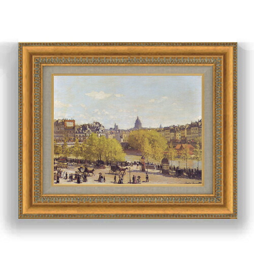 【油絵 直筆仕上げ】クロード・モネ ルーヴル河岸 F4 【額入り】 絵画 販売 4号 油彩 風景画 485&times;395mm 複製画 送料無料 プレゼント ギフト 開店祝い 開業祝い 退職祝い 新築祝い リビング 玄関 モダン 壁掛け｜絵画販売アートレスト
