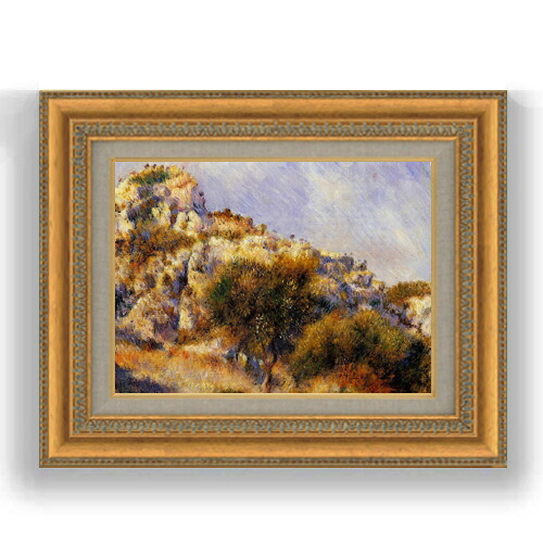 【油絵 直筆仕上げ】ルノワール エスタックの崖 F4 【額入り】 絵画 販売 4号 油彩 風景画 481×391mm 複製画 送料無料 プレゼント ギフト 開店祝い 開業祝い 退職祝い 新築祝い リビング 玄関 モダン 壁掛け