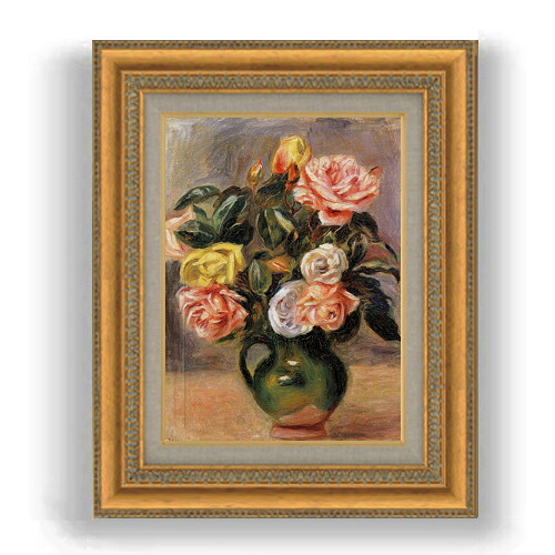 【油絵 直筆仕上げ】ルノワール ローズと花瓶 F4 【額入り】 絵画 販売 4号 油彩 風景画 481×391mm 複製画 送料無料 プレゼント ギフト 開店祝い 開業祝い 退職祝い 新築祝い リビング 玄関 モダン 壁掛け 15,048円