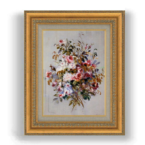 【油絵 直筆仕上げ】ルノワール ローズのブーケ F4 【額入り】 絵画 販売 4号 油彩 風景画 481×391mm 複製画 送料無料 プレゼント ギフト 開店祝い 開業祝い 退職祝い 新築祝い リビング 玄関 モダン 壁掛け