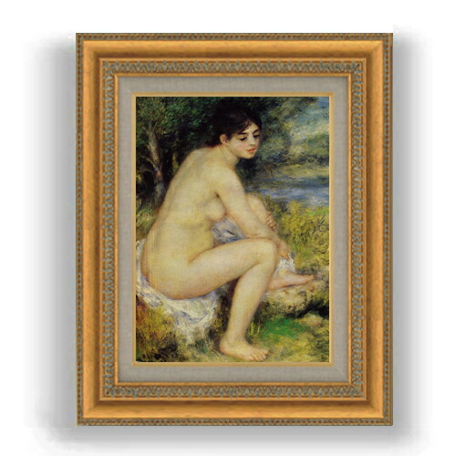 【油絵 直筆仕上げ】ルノワール 座る浴女 F4 【額入り】 絵画 販売 4号 油彩 人物画 481×391mm 複製画 送料無料 プレゼント ギフト 開店祝い 開業祝い 退職祝い 新築祝い リビング 玄関 モダン 壁掛け