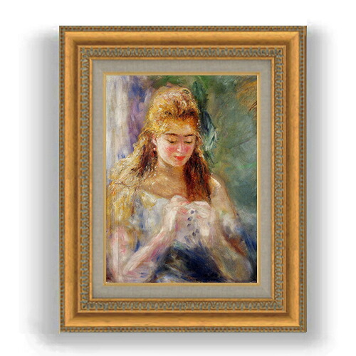 【油絵 直筆仕上げ】ルノワール 編み物をする女 F4 【額入り】 絵画 販売 4号 油彩 人物画 481×391mm 複製画 送料無料 プレゼント ギフト 開店祝い 開業祝い 退職祝い 新築祝い リビング 玄関 モダン 壁掛け