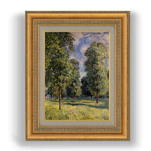 【油絵 直筆仕上げ】シスレー セーヴルの風景 F4 【額入り】 絵画 販売 4号 油彩 風景画 485&times;395mm 複製画 送料無料 プレゼント ギフト 開店祝い 開業祝い 退職祝い 新築祝い リビング 玄関 モダン 壁掛け｜絵画販売アートレスト