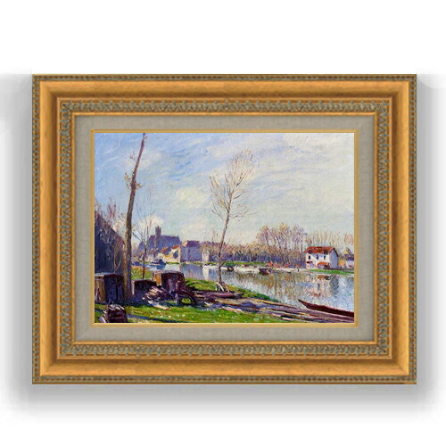 【油絵 直筆仕上げ】シスレー モレシュールロワンで工事現場 F4 【額入り】 絵画 販売 4号 油彩 風景画 481×391mm 複製画 送料無料 プレゼント ギフト 開店祝い 開業祝い 退職祝い 新築祝い リビング 玄関 モダン 壁掛け 15,444円