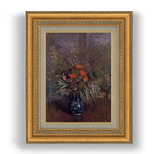 【油絵 直筆仕上げ】シスレー 花と花瓶 F4 【額入り】 絵画 販売 4号 油彩 風景画 481×391mm 複製画 送料無料 プレゼント ギフト 開店祝い 開業祝い 退職祝い 新築祝い リビング 玄関 モダン 壁掛け
