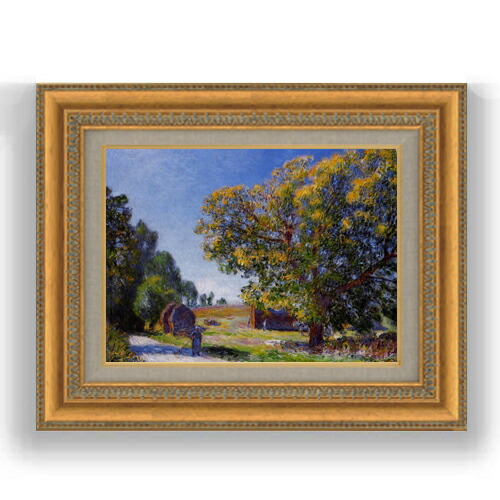 【油絵 直筆仕上げ】シスレー 森林、まわりの風景 F4 【額入り】 絵画 販売 4号 油彩 風景画 481×391mm 複製画 送料無料 プレゼント ギフト 開店祝い 開業祝い 退職祝い 新築祝い リビング 玄関 モダン 壁掛け