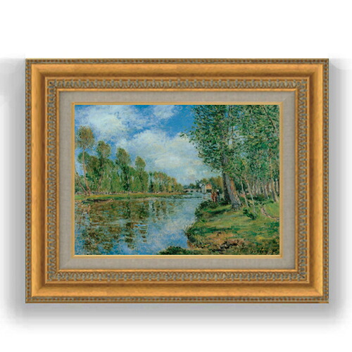 【油絵 直筆仕上げ】シスレー 川岸の小道 F4 【額入り】 絵画 販売 4号 油彩 風景画 481×391mm 複製画 送料無料 プレゼント ギフト 開店祝い 開業祝い 退職祝い 新築祝い リビング 玄関 モダン 壁掛け
