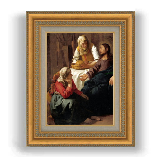 楽天市場】【油絵 直筆仕上げ】フェルメール マリアとマルタの家の