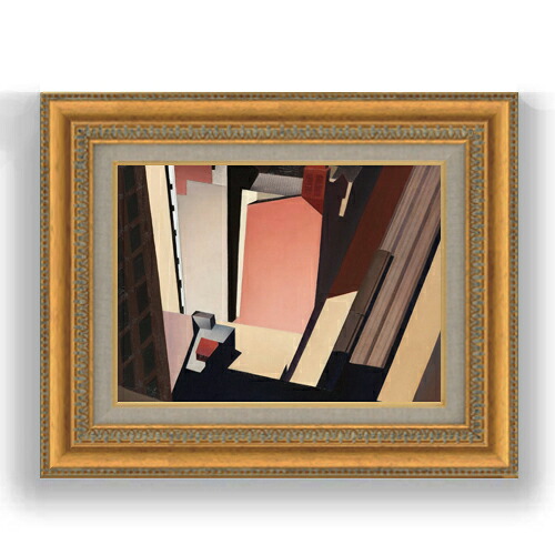 【油絵 直筆仕上げ】チャールズ・シーラーChurch Street El F4 【額入り】 絵画 販売 4号 油彩 風景画 485&times;395mm 複製画 送料無料 プレゼント ギフト 開店祝い 開業祝い 退職祝い 新築祝い リビング 玄関 モダン 壁掛け｜絵画販売アートレスト