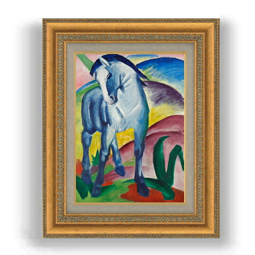【油絵 直筆仕上げ】フランツ Blue Horse Imarc F4 【額入り】 絵画 販売 4号 油彩 抽象画 485&times;395mm 複製画 送料無料 プレゼント ギフト 開店祝い 開業祝い 退職祝い 新築祝い リビング 玄関 モダン 壁掛け｜絵画販売アートレスト