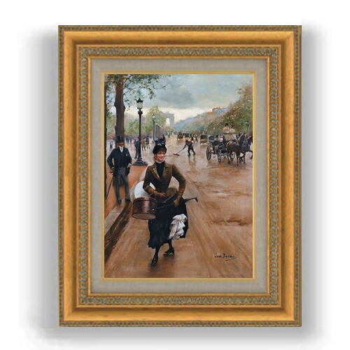【油絵 直筆仕上げ】ジャン・ベロー シャンゼリゼの帽子屋 F4 【額入り】 絵画 販売 4号 油彩 人物画 481×391mm 複製画 送料無料 プレゼント ギフト 開店祝い 開業祝い 退職祝い 新築祝い リビング 玄関 モダン 壁掛け