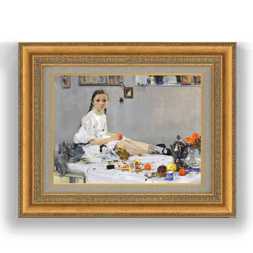 【油絵 直筆仕上げ】フェーシン Portrait of Varya Adoratskaya F4 【額入り】 絵画 販売 4号 油彩 人物画 481×391mm 複製画 送料無料 プレゼント ギフト 開店祝い 開業祝い 退職祝い 新築祝い リビング 玄関 モダン 壁掛け