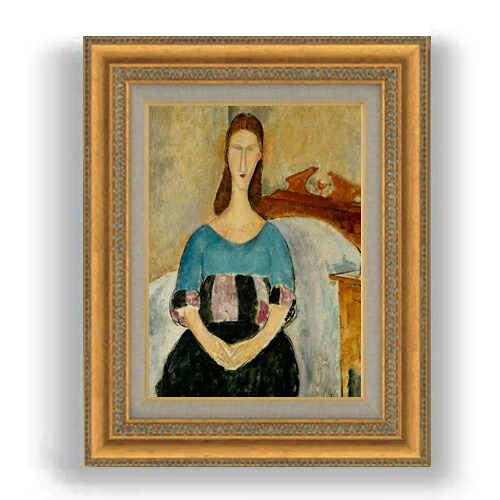 【油絵 直筆仕上げ】モディリアーニ Portrait of Jeanne Hebuterne F4 【額入り】 絵画 販売 4号 油彩 人物画 485&times;395mm 複製画 送料無料 プレゼント ギフト 開店祝い 開業祝い 退職祝い 新築祝い リビング 玄関 モダン 壁掛け｜絵画販売アートレスト