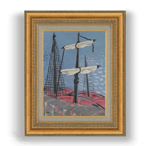 【油絵 直筆仕上げ】ガランダ 漁船 F4 【額入り】 絵画 販売 4号 油彩 抽象画 481×391mm 複製画 送料無料