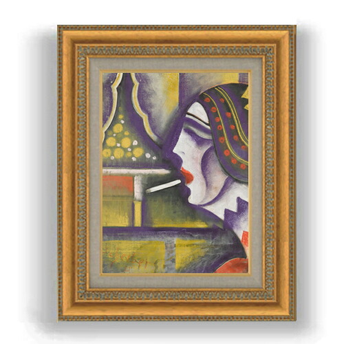 【油絵 直筆仕上げ】シャイバー タバコを持つ女性 F4 【額入り】 絵画 販売 4号 油彩 抽象画 481×391mm 複製画 送料無料