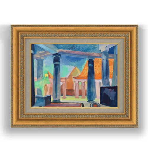 【油絵 直筆仕上げ】ドローネー クレオパトラオブジェクトの舞台デザイン F4 【額入り】 絵画 販売 4号 油彩 抽象画 481×391mm 複製画 送料無料