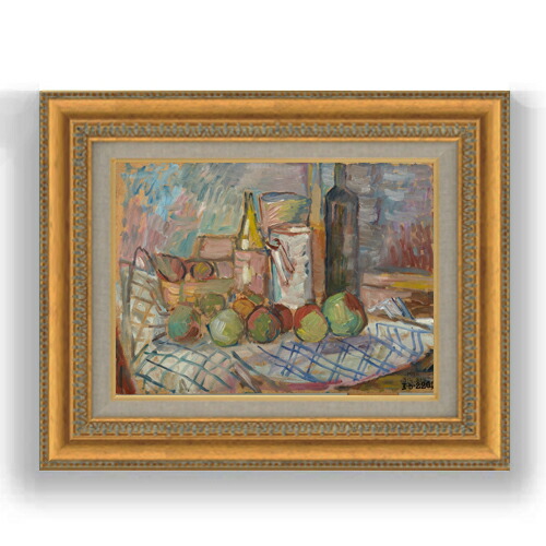 【油絵 直筆仕上げ】ブロンダー 果物のある静物画 F4 【額入り】 絵画 販売 4号 油彩 抽象画 481×391mm 複製画 送料無料