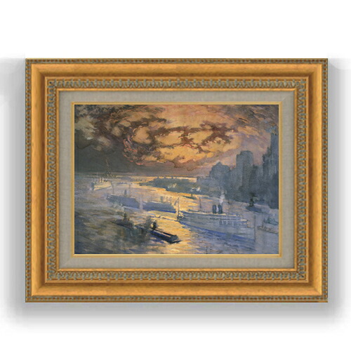 【油絵 直筆仕上げ】ペネル 反射する川 F4 【額入り】 絵画 販売 4号 油彩 抽象画 481×391mm 複製画 送料無料