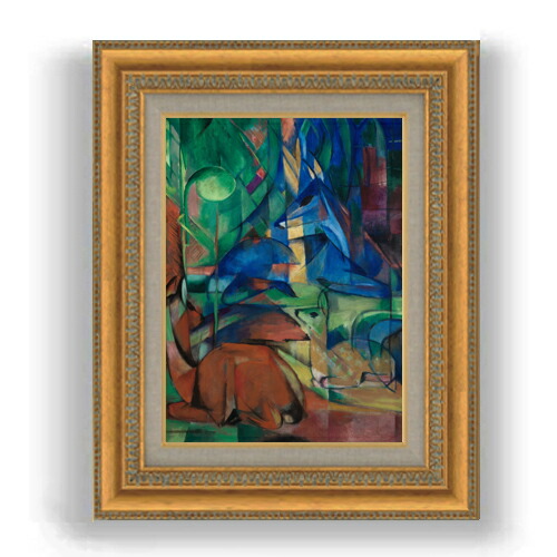 【油絵 直筆仕上げ】マルク 森への帰還2 F4 【額入り】 絵画 販売 4号 油彩 抽象画 481×391mm 複製画 送料無料 14,850円