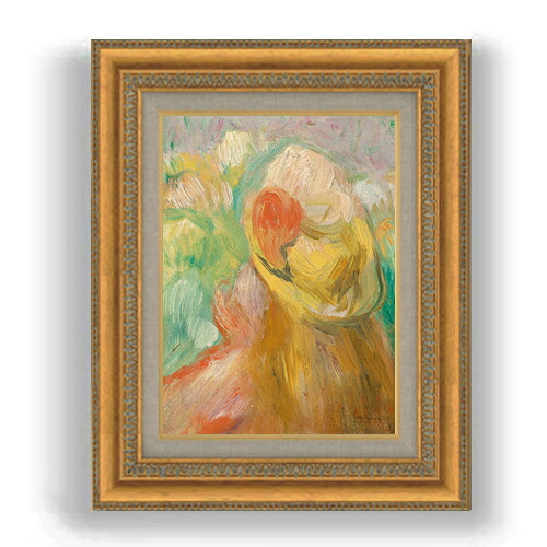 【油絵 直筆仕上げ】ルノワール 黄色い帽子をかぶった女の子 F4 【額入り】 絵画 販売 4号 油彩 人物画 485&times;395mm 複製画 送料無料｜絵画販売アートレスト