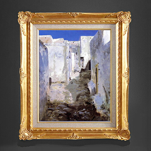 【油絵 直筆仕上げ】サージェント アルジェーの通り F6 【アップグレード額縁】 絵画 販売 6号 油彩 風景画 552&times;461mm 複製画 送料無料 プレゼント ギフト 開店祝い 開業祝い 退職祝い 新築祝い リビング 玄関 アートフレーム 壁掛け｜絵画販売アートレスト