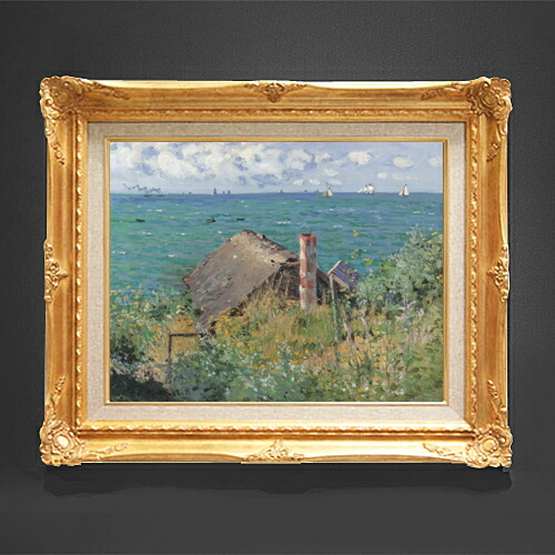 【油絵 直筆仕上げ】クロード・モネ サン＝タドレスの小屋 F6 【アップグレード額縁】 絵画 販売 6号 油彩 風景画 552×461mm 複製画 送料無料 プレゼント ギフト 開店祝い 開業祝い 退職祝い 新築祝い リビング 玄関 アートフレーム 壁掛け