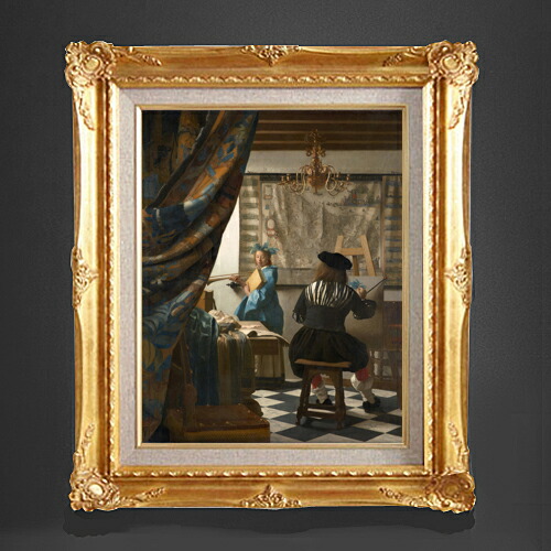 【油絵 直筆仕上げ】フェルメール 絵画芸術 F6 【アップグレード額縁】 絵画 販売 6号 油彩 人物画 552×461mm 複製画 送料無料 プレゼント ギフト 開店祝い 開業祝い 退職祝い 新築祝い リビング 玄関 アートフレーム 壁掛け