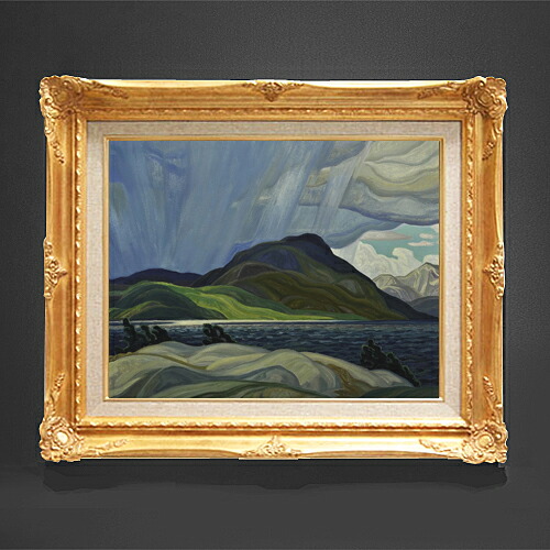 【油絵 直筆仕上げ】カーマイケル Lake Wabagishik F6 【アップグレード額縁】 絵画 販売 6号 油彩 風景画 552&times;461mm 複製画 送料無料 プレゼント ギフト 開店祝い 開業祝い 退職祝い 新築祝い リビング 玄関 アートフレーム 壁掛け｜絵画販売アートレスト