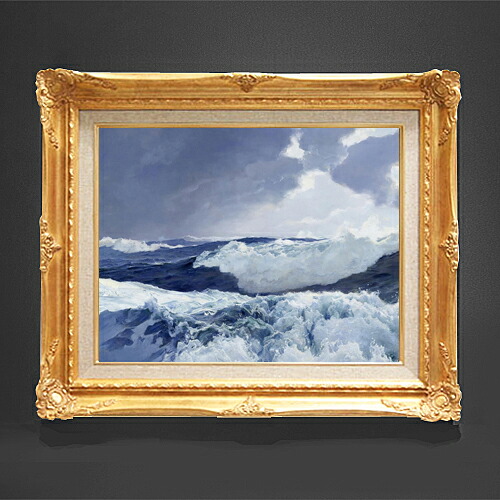 【油絵 直筆仕上げ】フレデリック・ジャッド・ウォー Mid Ocean F6 【アップグレード額縁】 絵画 販売 6号 油彩 風景画 552×461mm 複製画 送料無料 プレゼント ギフト 開店祝い 開業祝い 退職祝い 新築祝い リビング 玄関 アートフレーム 壁掛け