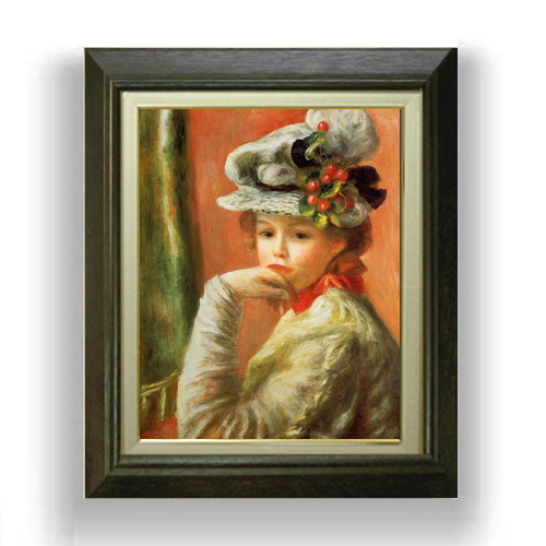 ルノワール 白い帽子の少女 F6 油絵 直筆仕上げ 複製画 額縁付 絵画 販売 6号 油彩 人物画 556 465mm 送料無料 Cdm Co Mz