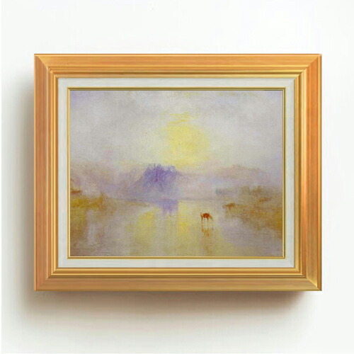 【油絵 直筆仕上げ】ターナー ノラム城、 日の出 F6 【アップグレード額】 絵画 販売 6号 油彩 風景画 558×467mm 複製画 送料無料 プレゼント ギフト 開店祝い 開業祝い 退職祝い 新築祝い リビング 玄関 モダン アートフレーム 壁掛け