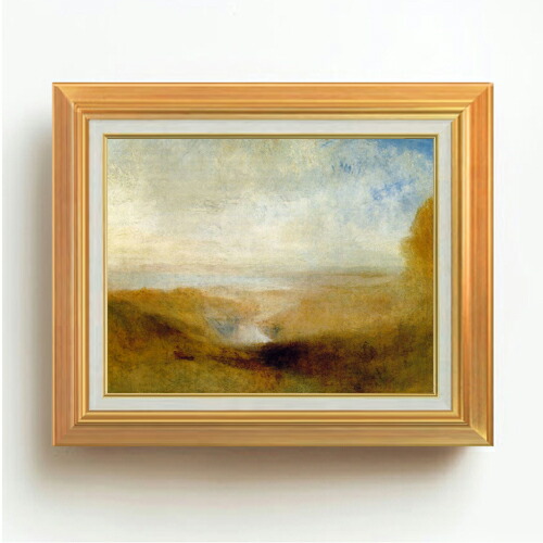 【油絵 直筆仕上げ】ターナー 遠くの川と入り江の風景 F6 【アップグレード額】 絵画 販売 6号 油彩 風景画 558×467mm 複製画 送料無料 プレゼント ギフト 開店祝い 開業祝い 退職祝い 新築祝い リビング 玄関 モダン アートフレーム 壁掛け