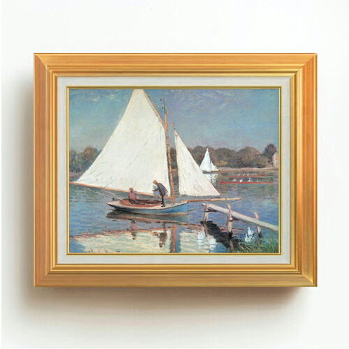 【油絵 直筆仕上げ】クロード・モネ アルジャントゥイユのボート漕ぎ F6 【アップグレード額】 絵画 販売 6号 油彩 風景画 558&times;467mm 複製画 送料無料 プレゼント ギフト 開店祝い 開業祝い 退職祝い 新築祝い リビング 玄関 モダン アートフレーム 壁掛け｜絵画販売アートレスト