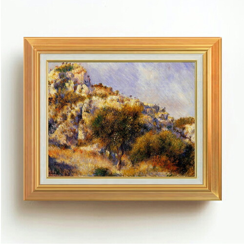 【油絵 直筆仕上げ】ルノワール エスタックの崖 F6 【アップグレード額】 絵画 販売 6号 油彩 風景画 558×467mm 複製画 送料無料 プレゼント ギフト 開店祝い 開業祝い 退職祝い 新築祝い リビング 玄関 モダン アートフレーム 壁掛け