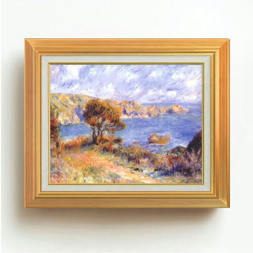 【油絵 直筆仕上げ】ルノワール ガーンジーの風景 F6 【アップグレード額】 絵画 販売 6号 油彩 風景画 558×467mm 複製画 送料無料 プレゼント ギフト 開店祝い 開業祝い 退職祝い 新築祝い リビング 玄関 モダン アートフレーム 壁掛け