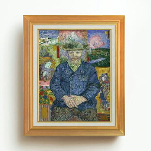 【油絵 直筆仕上げ】ゴッホ タンギー爺さん F6 【アップグレード額】 絵画 販売 6号 油彩 人物画 558×467mm 複製画 送料無料 プレゼント ギフト 開店祝い 開業祝い 退職祝い 新築祝い リビング 玄関 モダン アートフレーム 壁掛け