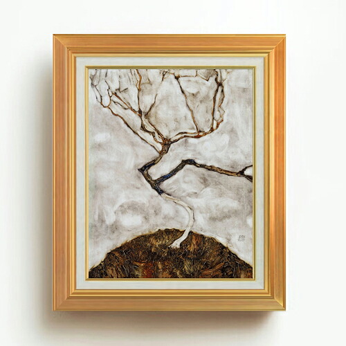 【油絵 直筆仕上げ】エゴン・シーレ Small Tree in Late Autumn F6 【アップグレード額】 絵画 販売 6号 油彩 抽象画 558×467mm 複製画 送料無料 プレゼント ギフト 開店祝い 開業祝い 退職祝い 新築祝い リビング 玄関 モダン アートフレーム 壁掛け
