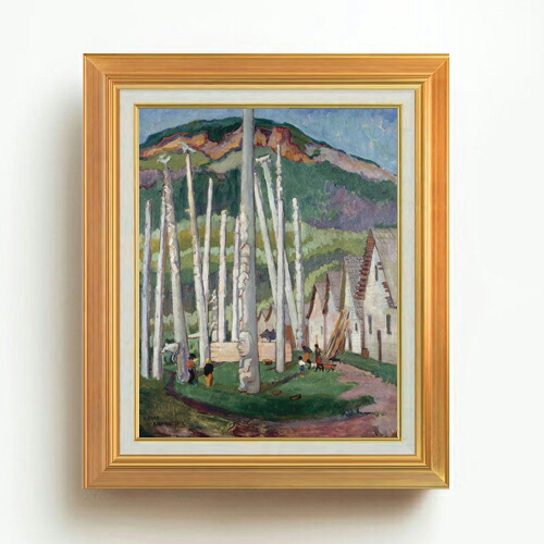 【油絵 直筆仕上げ】エミリー・カー Kispiox Village F6 【アップグレード額】 絵画 販売 6号 油彩 抽象画 558&times;467mm 複製画 送料無料 プレゼント ギフト 開店祝い 開業祝い 退職祝い 新築祝い リビング 玄関 モダン アートフレーム 壁掛け｜絵画販売アートレスト