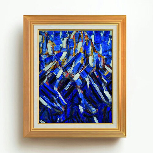 【油絵 直筆仕上げ】クリスティアン・ロールフス Abstraction (the Blue Mountain) F6 【アップグレード額】 絵画 販売 6号 油彩 抽象画 558×467mm 複製画 送料無料 プレゼント ギフト 開店祝い 開業祝い 退職祝い 新築祝い リビング 玄関 モダン アートフレーム 壁掛け