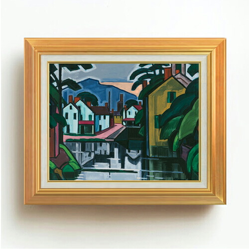 【油絵 直筆仕上げ】ブルーマナー Old Canal Port F6 【アップグレード額】 絵画 販売 6号 油彩 抽象画 558×467mm 複製画 送料無料 プレゼント ギフト 開店祝い 開業祝い 退職祝い 新築祝い リビング 玄関 モダン アートフレーム 壁掛け