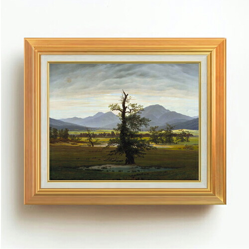 【油絵 直筆仕上げ】フリードリヒ Solitary Tree F6 【アップグレード額】 絵画 販売 6号 油彩 風景画 558×467mm 複製画 送料無料 プレゼント ギフト 開店祝い 開業祝い 退職祝い 新築祝い リビング 玄関 モダン アートフレーム 壁掛け