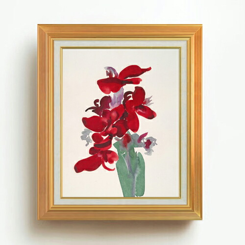 【油絵 直筆仕上げ】オキーフ レッドカンナ F6 【アップグレード額】 絵画 販売 6号 油彩 抽象画 558×467mm 複製画 送料無料 プレゼント ギフト 開店祝い 開業祝い 退職祝い 新築祝い リビング 玄関 モダン アートフレーム 壁掛け