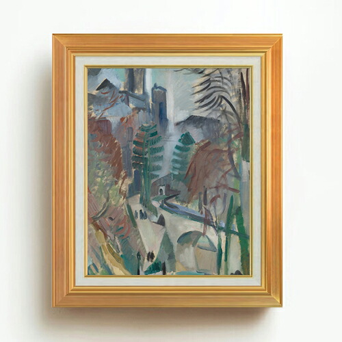 【油絵 直筆仕上げ】ドローネー ラオンの風景 F6 【アップグレード額】 絵画 販売 6号 油彩 抽象画 558×467mm 複製画 送料無料 プレゼント ギフト 開店祝い 開業祝い 退職祝い 新築祝い リビング 玄関 モダン アートフレーム 壁掛け