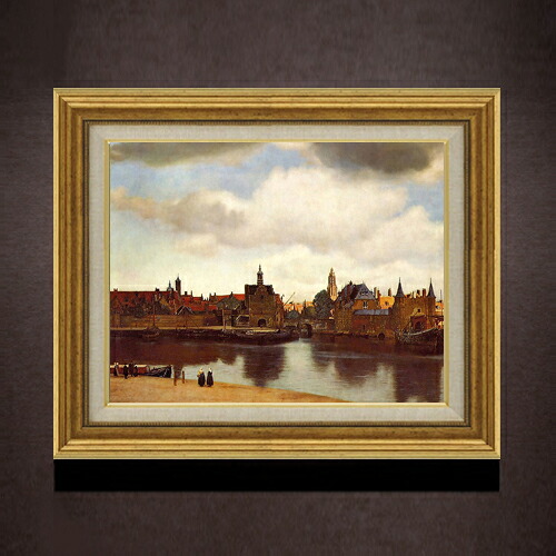 【油絵 直筆仕上げ】デルフトの眺望 F6 【アップグレード額】 絵画 販売 6号 油彩 風景画 558×467mm 複製画 送料無料 プレゼント ギフト 開店祝い 開業祝い 退職祝い 新築祝い リビング 玄関 モダン アートフレーム 壁掛け