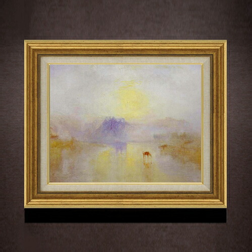 【油絵 直筆仕上げ】ターナー ノラム城、 日の出 F6 【アップグレード額】 絵画 販売 6号 油彩 風景画 558×467mm 複製画 送料無料 プレゼント ギフト 開店祝い 開業祝い 退職祝い 新築祝い リビング 玄関 モダン アートフレーム 壁掛け