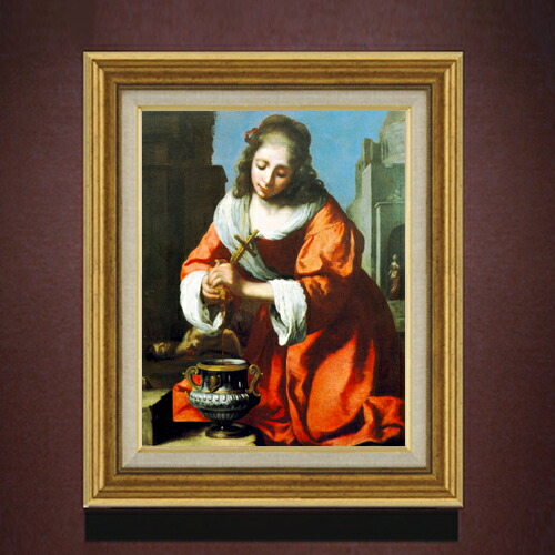 【油絵 直筆仕上げ】フェルメール Saint Praxidis F6 【アップグレード額】 絵画 販売 6号 油彩 人物画 558×467mm 複製画 送料無料 プレゼント ギフト 開店祝い 開業祝い 退職祝い 新築祝い リビング 玄関 モダン アートフレーム 壁掛け