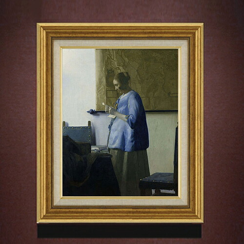 【油絵 直筆仕上げ】フェルメール 青衣の女 F6 【アップグレード額】 絵画 販売 6号 油彩 人物画 558×467mm 複製画 送料無料 プレゼント ギフト 開店祝い 開業祝い 退職祝い 新築祝い リビング 玄関 モダン アートフレーム 壁掛け 23,532円