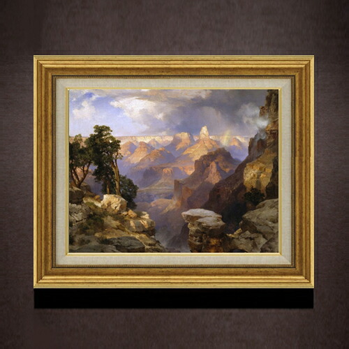 【油絵 直筆仕上げ】トーマス・モラン Grand Canyon with Rainbow F6 【アップグレード額】 絵画 販売 6号 油彩 抽象画 558×467mm 複製画 送料無料 プレゼント ギフト 開店祝い 開業祝い 退職祝い 新築祝い リビング 玄関 モダン アートフレーム 壁掛け